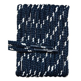 FootGalaxy Metal Tip Round Laces For Boots/Shoes, 45, Navy with White Chip