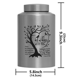 Decorative Cremation Urn Large up to 220lbs Memory Decorative Funeral Burial Urn for Male ,Female, Human Ashes (Stainless Steel Tree)