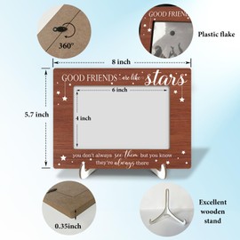 Wooden Picture Frame with Stand, Tabletop Picture Frame, Home Decor Desk Friendship Besties Women Girls Gift, Good Friends are Like Stars, 4x6 Inches Photo Horizontal Display -18
