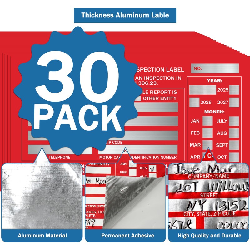 PUNCHMAN 30 Pack Red Aluminum Self-Adhesive Labels - Permanent Organizational