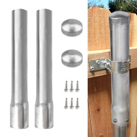 GRELWT 2 Pack 2-3/8" OD Metal Post Extender, 18" Fence Post Extension Height, Hot-dip Galvanized Steel, Includes Screws and Caps