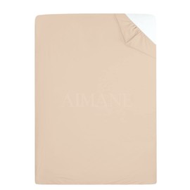 AIMANE® Single Fitted Sheet 90 x 190 CM Non Iron Percale Easy Care Poly Cotton Fitted Bed Sheet Perfect for Single Size Mattress (Latte)