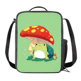 HELLHERO Mushroom Frog Lunch Bag for Girls 4-6 6-8 10-12 Cute Boys Lunch Box Insulated Lunch Boxes Kids Reusable Lunchbag Tote Handbag Crossbody Purse Picnic Organzier for School Workout Office