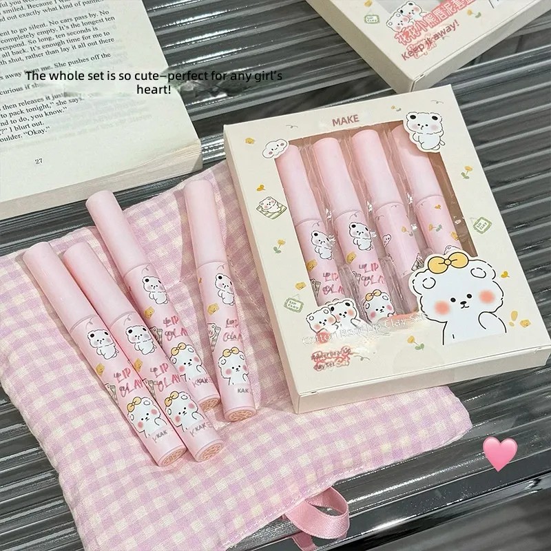 Set De Pintalabios Flower Bear, 4 Unidades, Terciopelo Mate