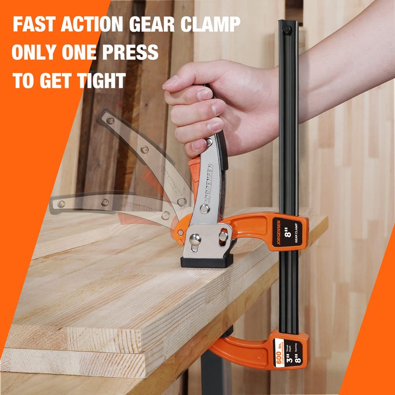 Jorgensen 8-inch Bar Clamp Set, Bar Clamp for Woodworking, Quick