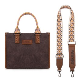Wrangler Tote Bag for Women Western Retro Purse Top Handle Handbags with Aztec Strap AR-WG205-8250CF/WT/YL