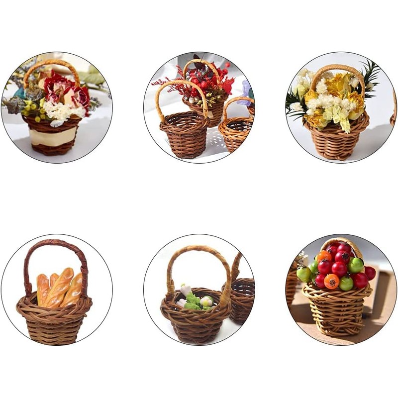 LATRAT Pack of 10 Braided Flower Basket, Fruit Basket, Cable