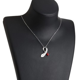 CENWA Heart Disease Awareness Jewelry Red Awareness Ribbon Necklace Heart Disease Awareness Warrior Jewelry (Heart Disease N)