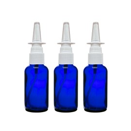 ADVANCED ASCENT Cobalt Blue Glass 1 oz with Nasal Sprayer - EMPTY, Refillable, Travel Size, Quality Glass! (3 Pack)
