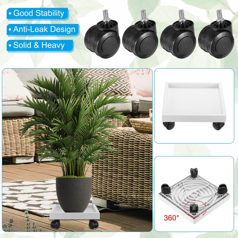 PATIKIL Square Planter Caddy with Wheels, 9.8 Inch Rolling Plant