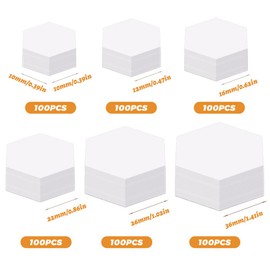 TLKKUE 600 Pieces Paper Piecing Hexagon Paper Piecing Template 6 Sizes White Paper Piecing Quilting Template Hexagon Shape for Quilting, Sewing, Craft Ideas DIY