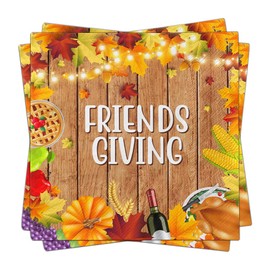 40pcs Friendsgiving Napkins Party Decorations,Thanksgiving Fall Maple Leaves Pumpkin Disposable Paper Napkin for Friendsgiving Autumn Birthday Party Table Supplies