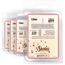 Shortie's Candle Company Pure Lilac Wax Melts Bulk Pack - 4 Highly Scented 3 Oz. Bars (12 Oz. Total) - Made with Natural Oils - Flower & Floral Air Freshener Cubes Collection