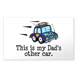 CafePress Dad's Police Car Rectangle Sticker Rectangle Bumper Sticker Car Decal