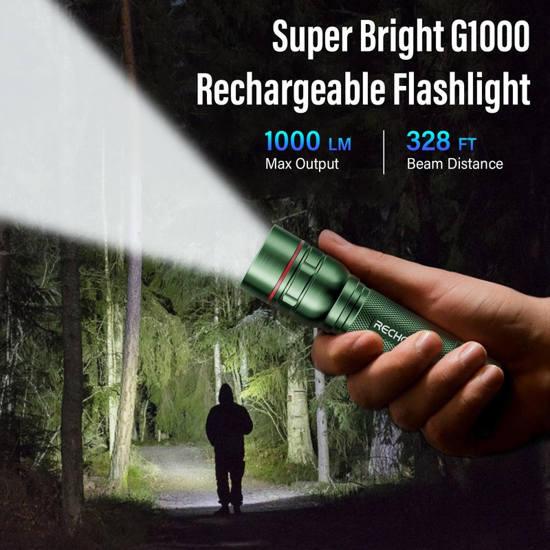 Rechargeable Flashlights High Lumens, G1000 Super Bright Flash Light, Small
