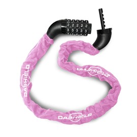 DaShield Bike Chain Lock Security 5 Digit Resettable Combination, 38.6 inches Heavy Duty Anti Theft Lock Chain for Bicycle, Motocycle, Scooter, Gate, Fence (Pink, 3.2ft)