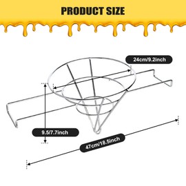 ZuKaYeHome Cooking Oil Filter Strainer, 9.2 x 9.2 x 7.7" Steel Fryer Oil Filter Deep Fryer Filter Cooking Oil Filter Strainer Deep Fryer Oil Filter Strainer Cone Holder Stand with Folding Arms