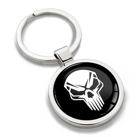 Biomar Labs Keychain Metal Keychain Car Key Chain with Gift Box Stainless Steel for Men Women Jewelry Accessories for Handbag Skull Black White KK 164, black/white