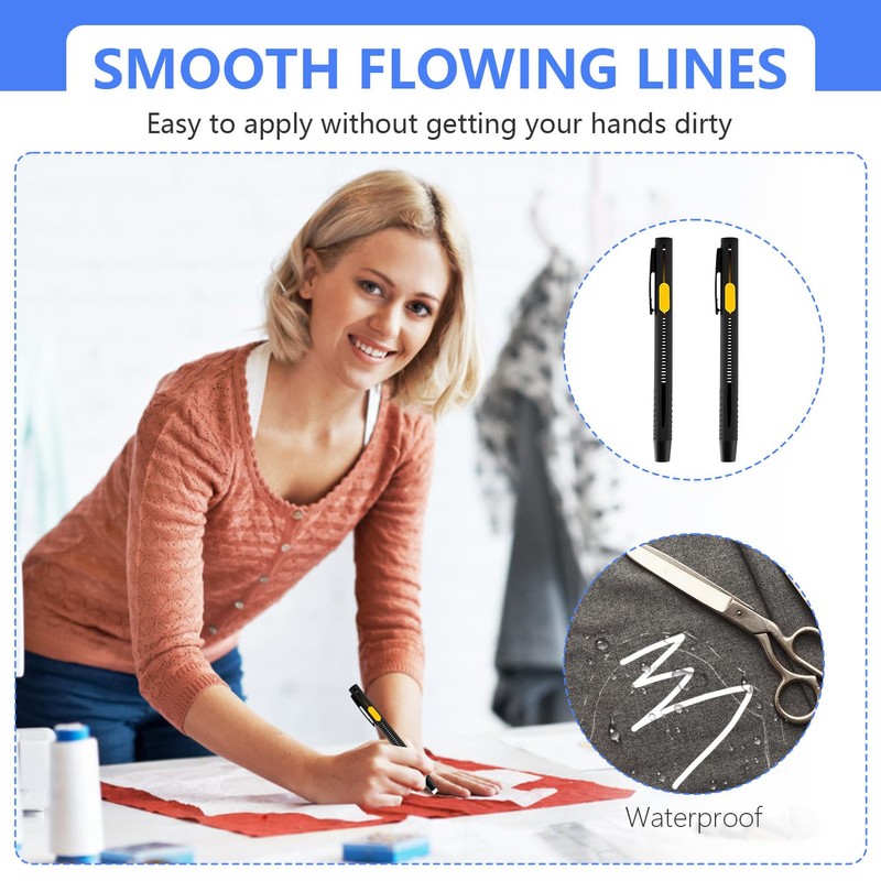 OLLBIT Heat Erasable Fabric Marking Pens,2 Pens & 20 Refills,Heat