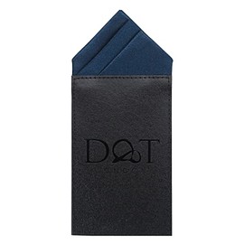 DQT Mens Plain Satin Pre-Folded One Peak Pocket Square Handkerchief - Navy Blue