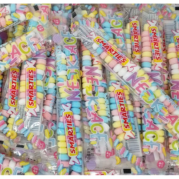 CrazyOutlet Smarties Necklaces, Individually Wrapped Hard Candy, Fruit Flavored, 40 Count, Bulk 2 Pounds