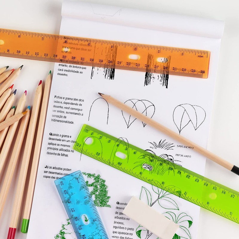 ZZTX 6 Pack Color Transparent Ruler Plastic Rulers 12 Inch,
