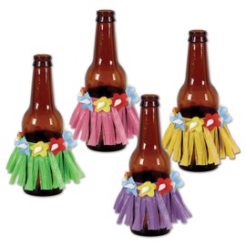 Beistle 50044 4-Pack Drink Hula Skirts, 3-1/2-Inch