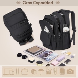 SDYSM Mochilas para Mujer Mochila para Laptop de 15,8 Pulgadas Mochila de Viaje para Mujers y Hombres para Casual, Negocios, Trabajo, Beige, Negro, Rosado