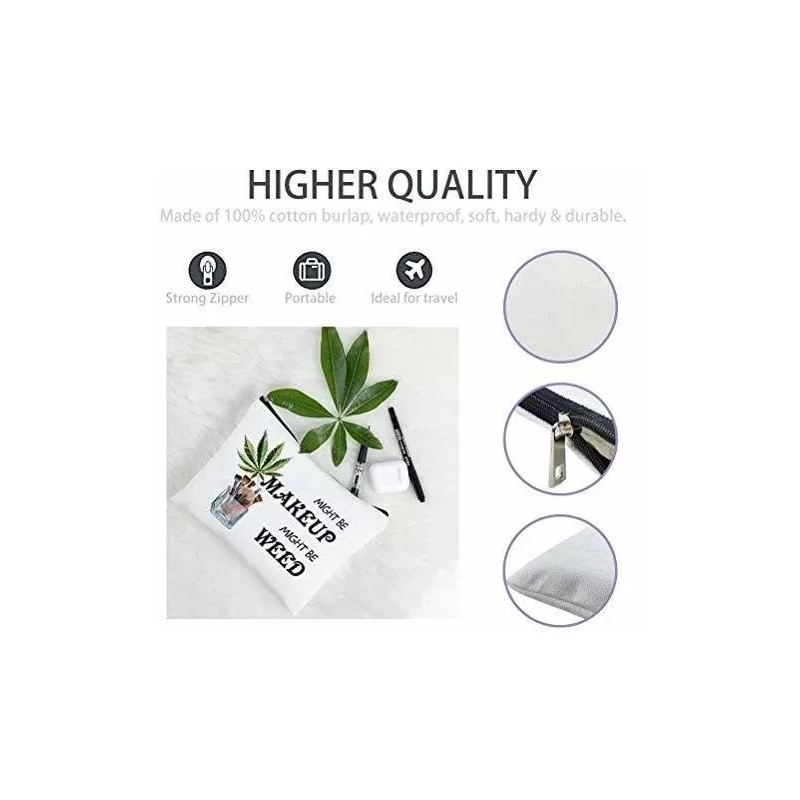 Cokosoxo Bolsa De Cosméticos Divertida Weed Leaf, Might Be Makeup