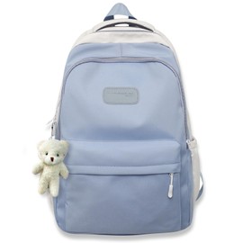 sveter Cute Aesthetic Backpack for Girls,Kawaii Backpack for School, College Bookbag for Teens Women with Bear Pendant and Pins,Blue