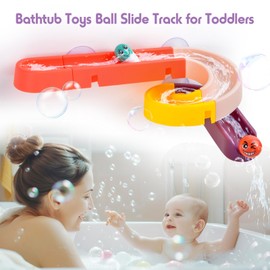twoonto Bath Toys, Bathroom Toy Suction Cup Bathtub toy With Track Game Bath Shower Bathtub Toys Water Toys DIY Educational Bath Slide Toy for 3 4 5 6 Year Old