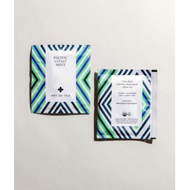 Art of Tea | Organic Pacific Coast Mint (NaturallyCaffeine Free)| 50 Eco Friendly Pyramid Peppermint Tea Bags Sampler Assortment Sachets