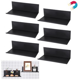 Kokone Medium Magnetic Pegboard Shelves 6 Pack - Steel, Black - Pegboard Accessories for Storage & Display