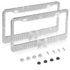 2 Pack Bling License Plate Frame，Handcrafted Bling Rhinestone Premium Stainless