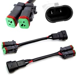 iJDMTOY Y-Shape Dual Outputs 9145 H10 9006 to Deutsch DT DTP Adapters Connectors Splitters, Compatible With Dual LED Pod Lights, LED Light Bar, LED Work Lamps, Fog Lights, etc