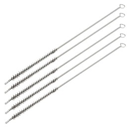 sourcing map 8mm Diameter Steel Wire Tube Cleaning Brush 285mm Length 5pcs