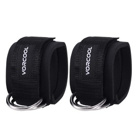 VORCOOL 2PCS Ankle Straps for Cable Machines Weightlifting Gym Workout Fitness Double D-Ring Neoprene Padded Ankle Cuffs for Legs, Abs and Glute Exercises with Carry Bag Fits Men&Women