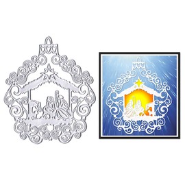 Estivaux Christmas Religion Nativity Frame Die Cuts for Card Making, Jesus Prayer Cutting Dies Holy Family Ornament Dies Stencils Embossing Template for Scrapbooking DIY Cards Album Crafts Supplies