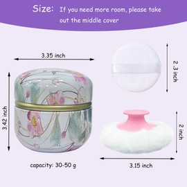 Qopoto Body Powder Puff and Container for Dusting Powder, Women Powder Puff and Powder Case for Bath and Travel (Wild Flower)