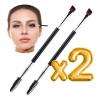 Brocha Doble Para Ceja Con Cepillo Pincel Cosmético 1pz Full
