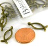 Bedazzlinbeads 30 Antique Bronze Plated Metal 3/4 inch Christian Fish