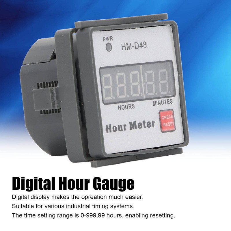 Hour Meter Digital Display Timer ABS Gauge 0‑999.99 Hours Timing