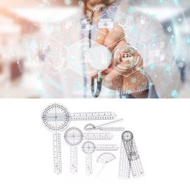 Juego de Goniómetro de 6 Uds, Reglas de Escala Transparentes de PVC para Ortopedia, Herramientas de Medición de ángulo Resistentes Al Desgaste