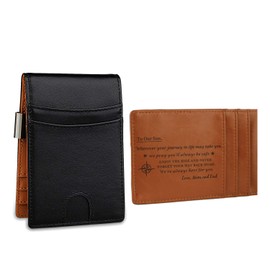 awofer Gifts for Son from Mom and Dad-Gifts Ideas for Son Birthday Gift Graduation Gifts Slim Men Wallet with Money Clip-Personalized Engraved Wallet