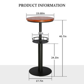 41inch Vintage Bar Table Industrial Pub Table with Metal Shelf for Storage Farmhouse Bistro Tables Wooden Top Cocktail Table for Home Office Cafe House Kitchen Dining Room