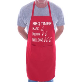 Print4U BBQ Timer with 2 Pockets Novelty Funny BBQ Baking Cooking BBQ Red