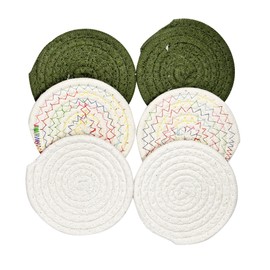 Cotton Woven Absorbent Coaster Set, 6pcs Bar Coasters, Woven Coasters for Drinks Cup