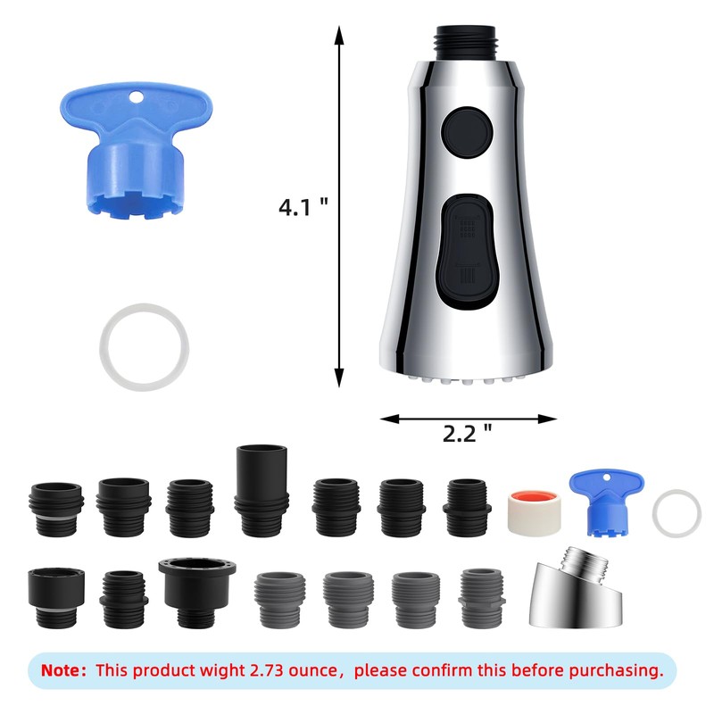 Hibbent Pull Down Kitchen Faucet Head Replacement, 3-Function NSF/ANSI/CAN 61