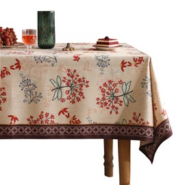patdrea French Linen Table Cloth Soft Breathable Tabletop Cover Decorative Kitchen Dining Tablecloth for Rectangular Tables for Parties,Holiday,Christmas,63"x 87"