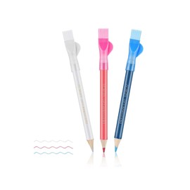 Tailor's Chalk Pens for Sewing Pencil Tailor's Chalk Pen Marking Pen Sewing Fabric Marker Pen for Dressmaking, Sewing, Notes, Sewing Utensils and Accessories, 3 Pieces (White, Pink and Blue)